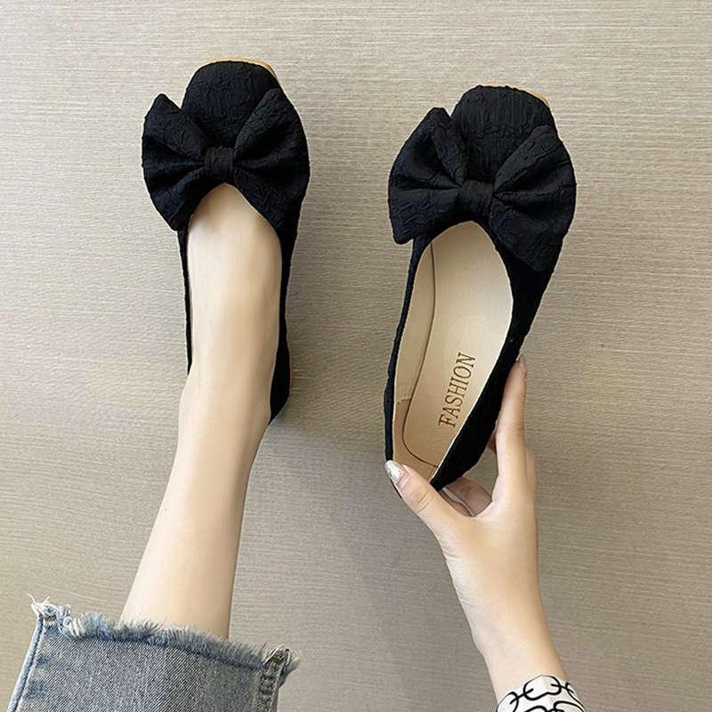 Gentle women's shoes pregnant women pedal temperament soft-soled single shoes women's new summer flat-bottomed non-slip Doudou shoes in 2025