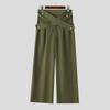 INCERUN Men's Avant Garde High Waist Front Cross Wide Leg Pants Long Trousers