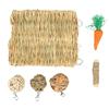 Hamster Chew Toy Set Relieve Boredom Teeth Grinding Rabbit Grass Mat Ball Chewing Toy for Guinea Pig Parrot