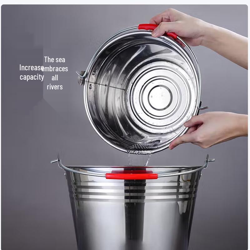 SIFAR Thickened Stainless Steel Portable Water Bucket