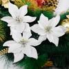 50/10 STÜCKE Glitzer Weihnachtsblumen Künstliche Poinsettia Kunstblume DIY Kranz Weihnachtsbaumschmuck Hochzeitsfeier Heimdekoration