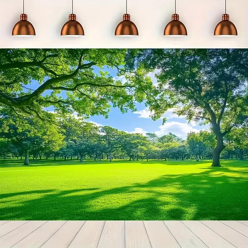 

2D Lush Green Park Backdrop Trees Lawn Sunny Outdoor Photography Background 47.2x31.5inch/120*80cm