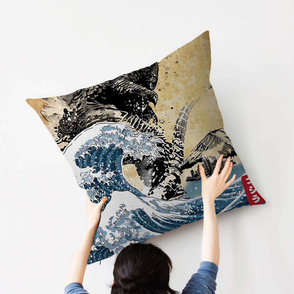 Famous Art the Great Wave Cushion Cover Car Throw Pillow Case For Sofa Car Christmas Gift 40x40cm 45x45cm