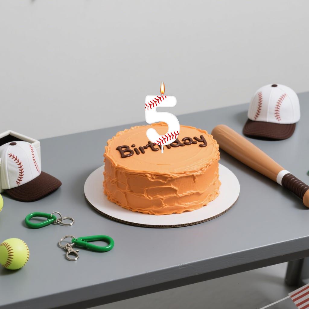 Baseball Themed Birthday White Number0-9 Candles, Boys Girls Kids Happy Birthday Cake Topper Reunions Theme Party Supplies Gifts