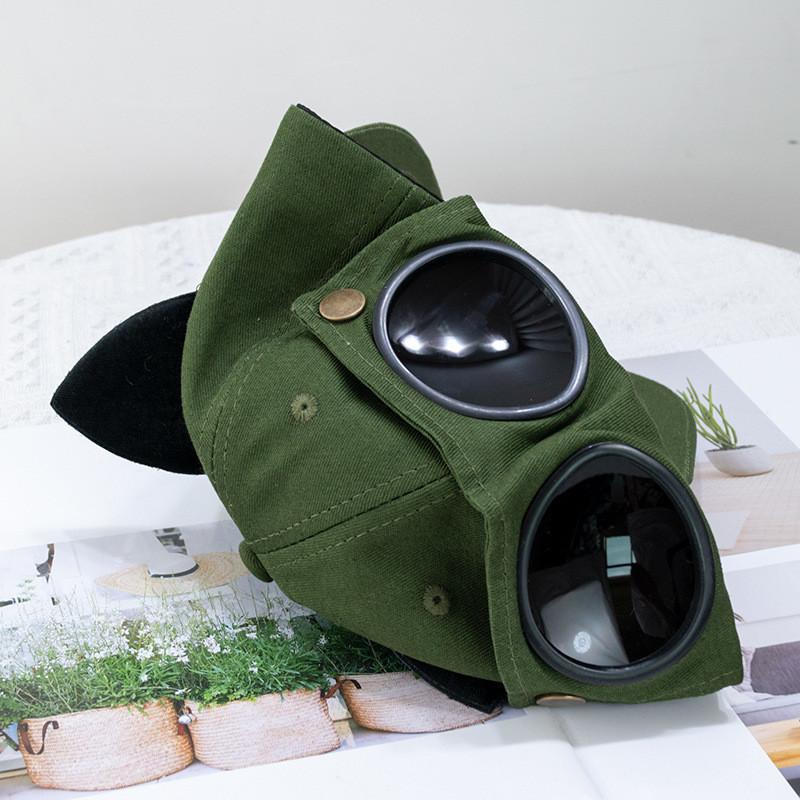 Fashionable Korean Style Aviator Glasses Cap With Cute Cat Ears Double-sided Wear Baseball Hat