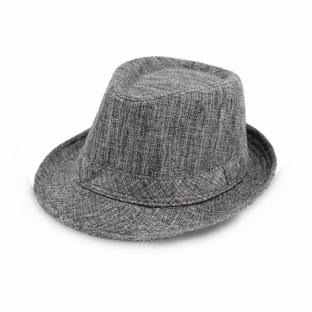 Britischer Leinen Herren Jazzhut Vintage Lässig Kirche Strandhut Unifarben Herren Panama Hut Sommer
