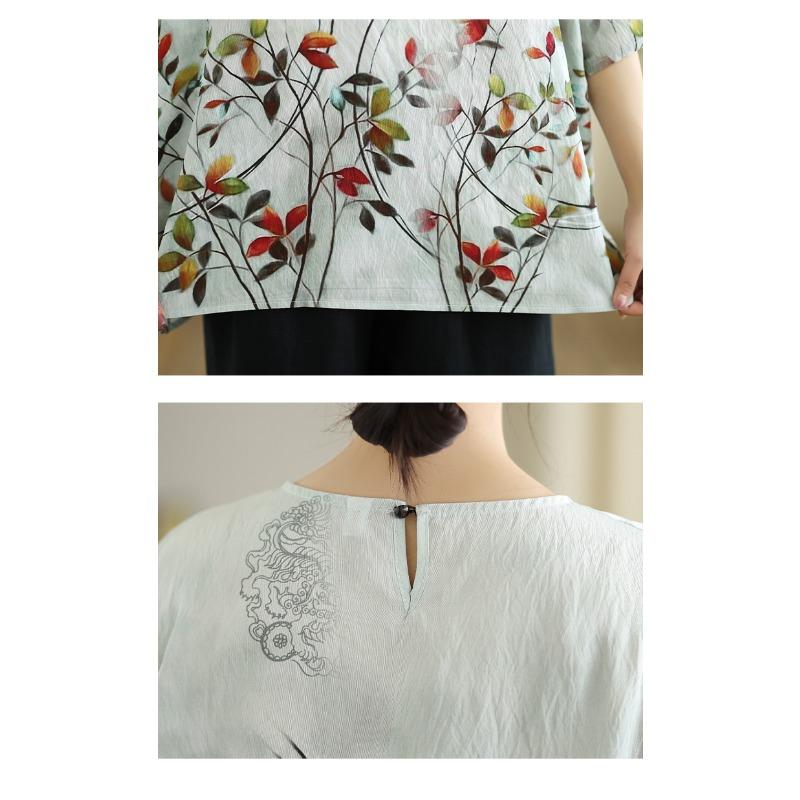DIMANAF 2026 Große Größen Neues T-Shirt Damen T-Shirts Blumenmuster Locker Lässig Rundhals Damen Oberteile Blusen Hemden Oversize Sommer