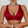 Underwear Plus‑Size Sexy White Lace Deep‑V Front‑Closure Brassiere in Stock Lingerie for Women