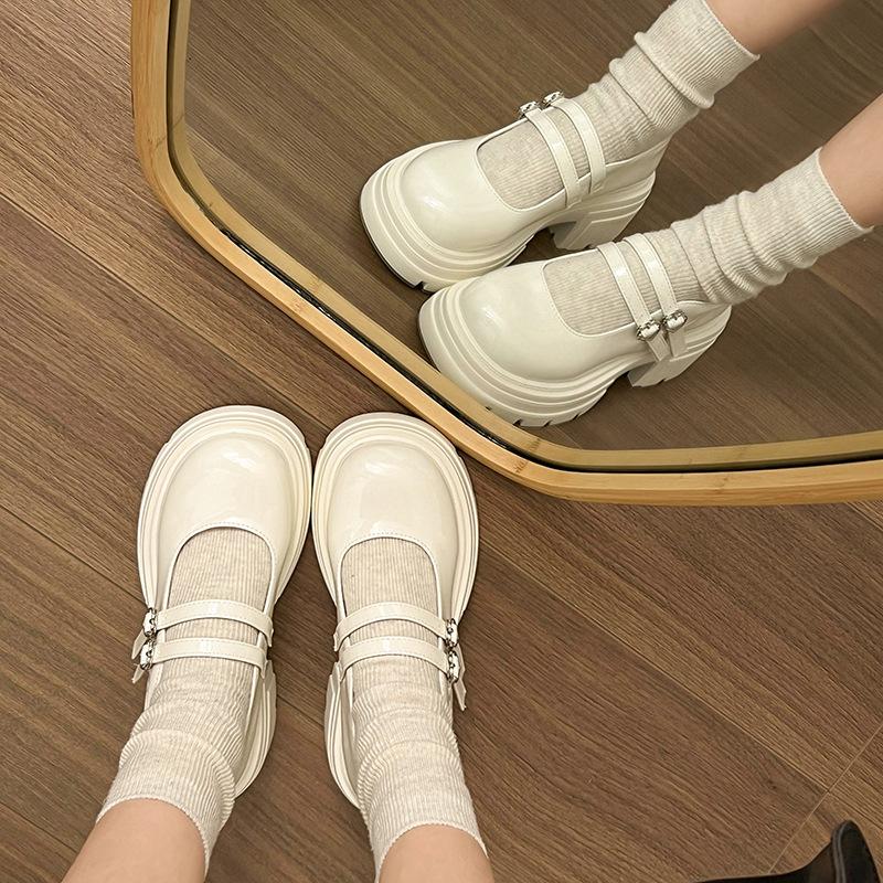 Vintage Mary Jane single shoes women's 2025 spring and summer new versatile small leather shoes college style jk platform big head single shoes