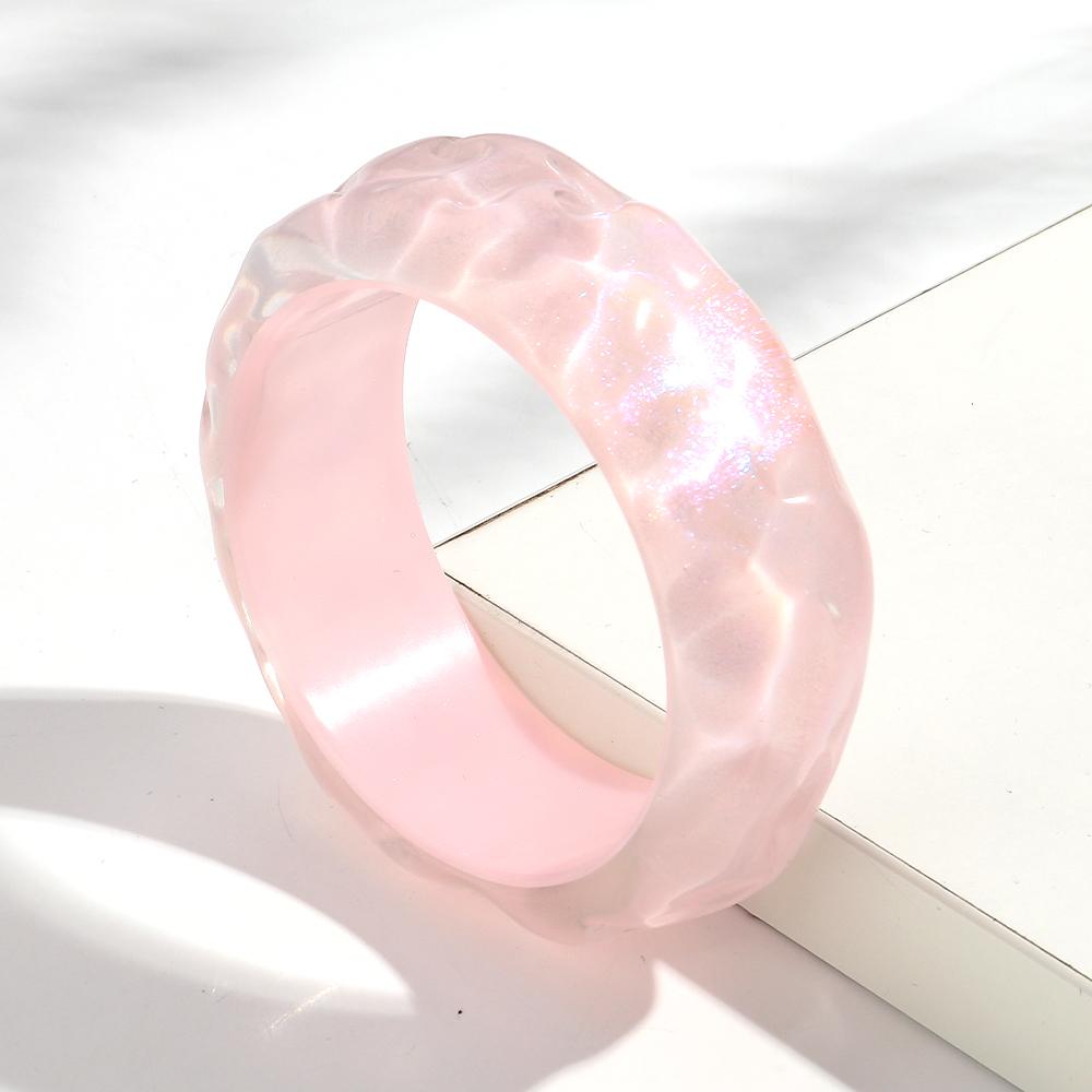 Glitter Colorful Wave Round Acrylic Thick Bangle for Women Girls New Korean Resin Wide Cuff Bracelets Sweet Jewelry Popular Gift