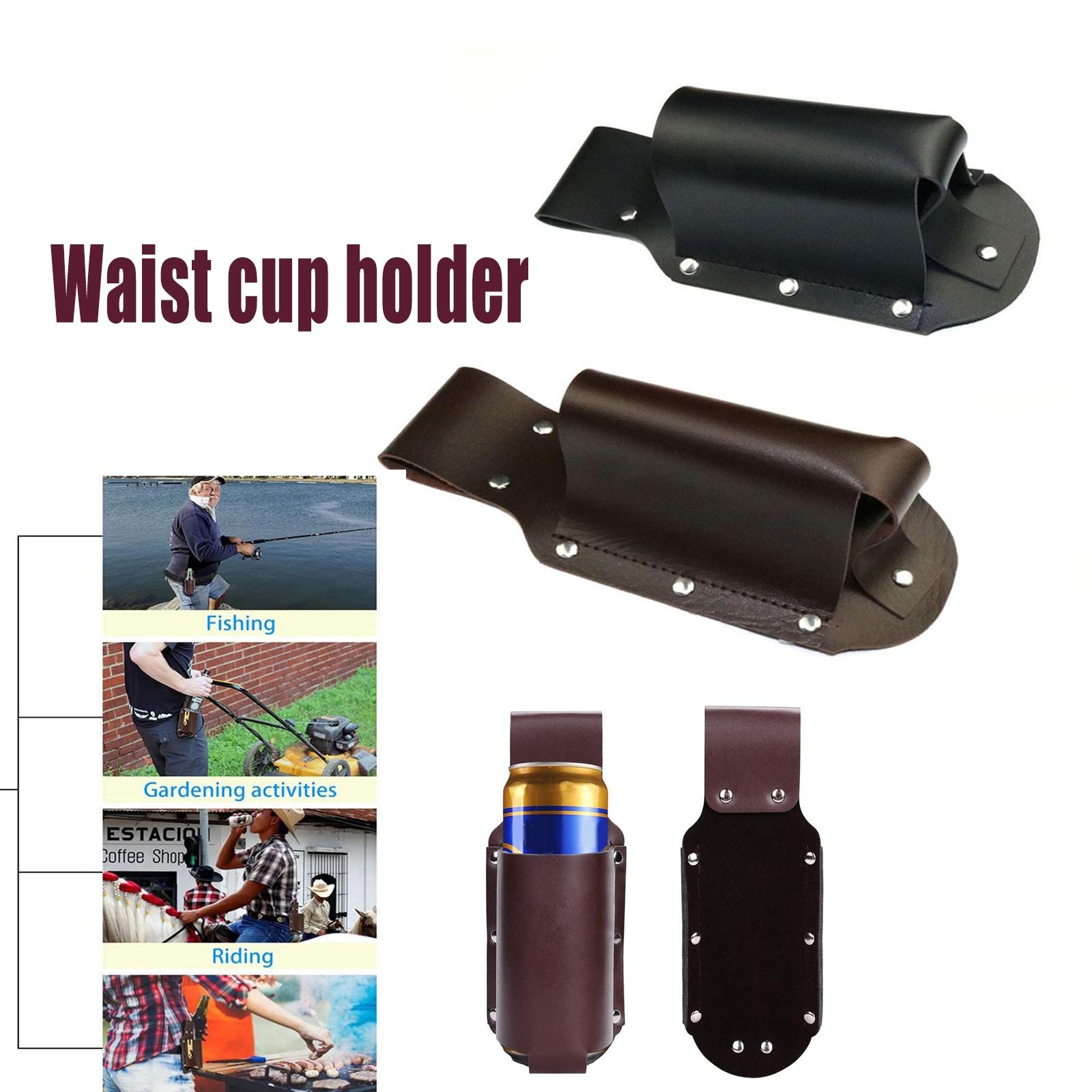 

Waist-hanging Leather Beer Bottle Protective Cover Creative Portable Mountaineering Outdoor Can Leather Cup Sleeve Waist Bag One Size кавовий