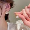 S925 Silver Geometric Triangle Pearl Earrings - Women's Light Luxury Studs