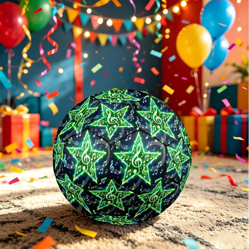 1pc Music Star Notes Theme Soccer Ball Football, Size 5, Lightweight PVC, Outdoor Training Soccer Ball,Gift j61462