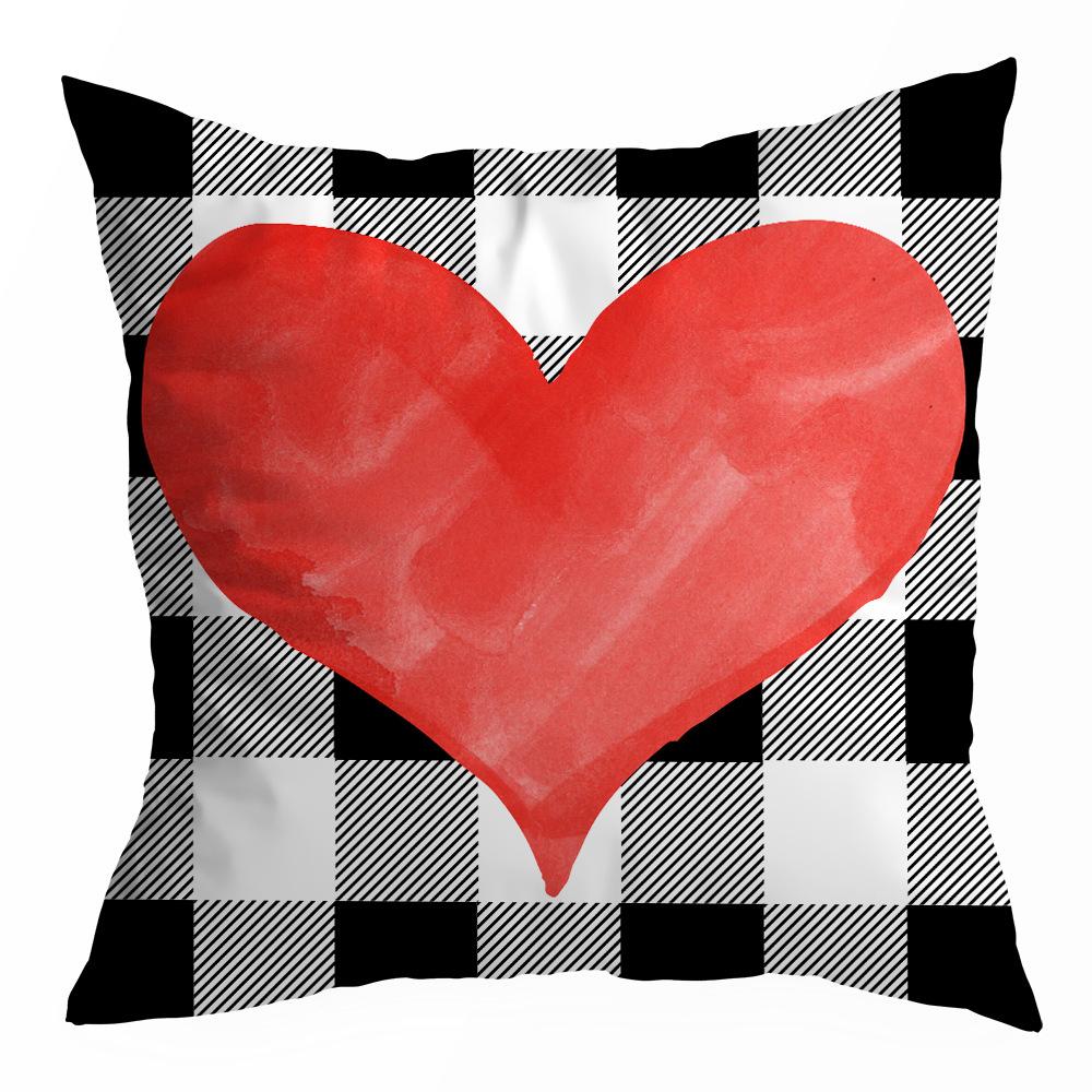 Valentine's Day Pillowcase, Peach Skin Velvet Heart Print Home Fabric Sofa Pillow, Car Waist and Back Cushion Cover