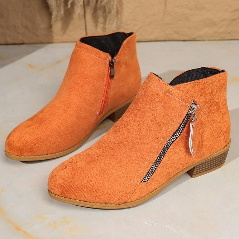 Fleece Boots for Autumn and Winter, New Thick-heeled, Plus-size Women's Shoes, Short Boots