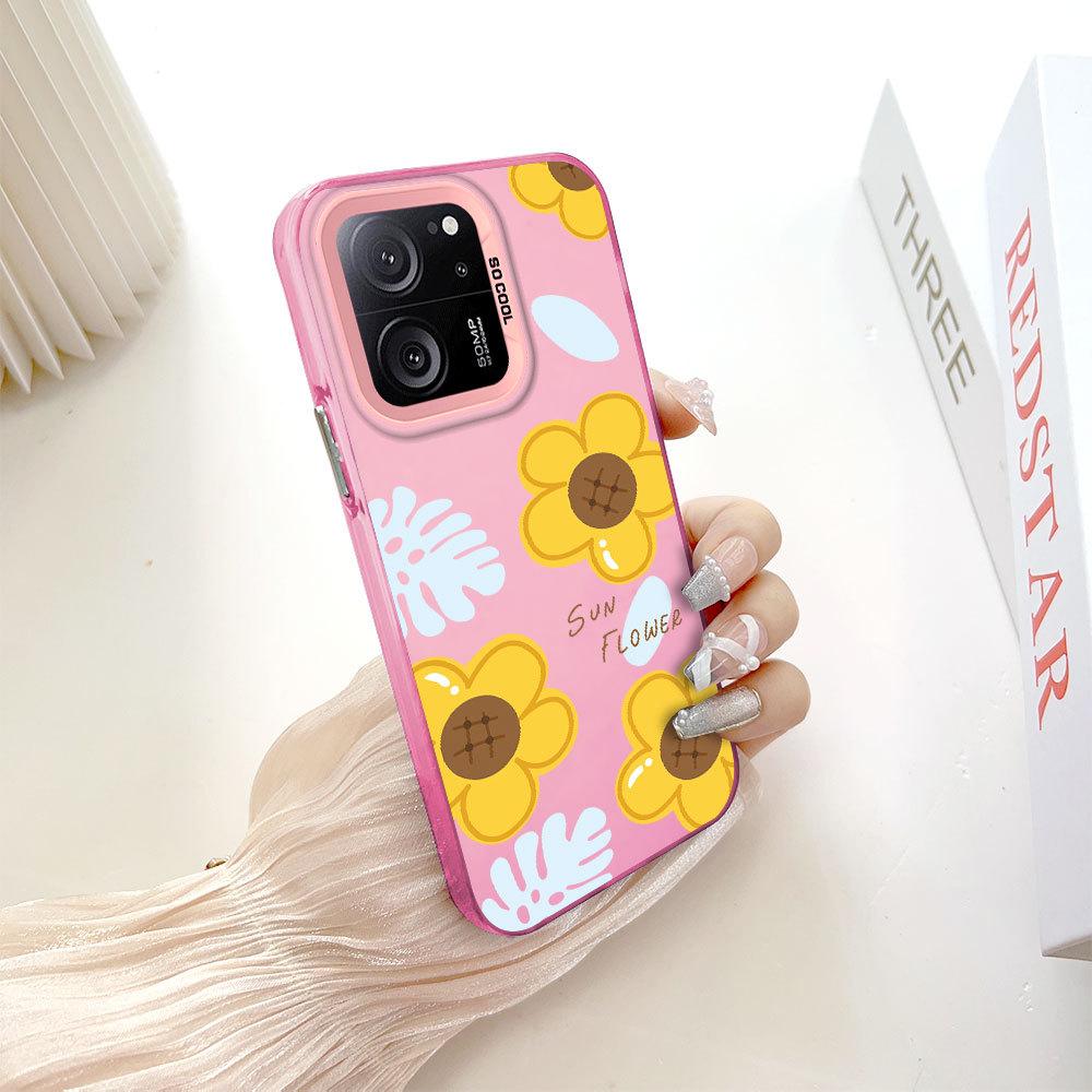 

Окрашенный узор, цветной серебристый, двухсторонний, жесткий, противоударный чехол для телефона Xiaomi Redmi Poco Redmi K70E темно-розовый