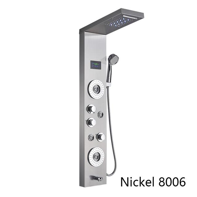 Digital Display Rainfall LED Light Shower Panel Shower Bathroom Black SPA Massage Jet With Handshower Bidet Sprayer Shower Tap