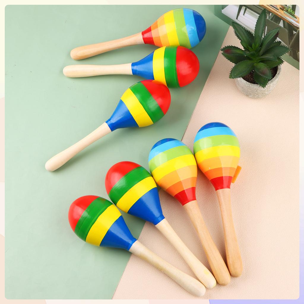 24 Pcs 7.9 Inch Maracas Hand Percussion Rattles Wood Concert Maracas Rumba Shakers Rattle Hand Percussion Mexican Wood Maracas