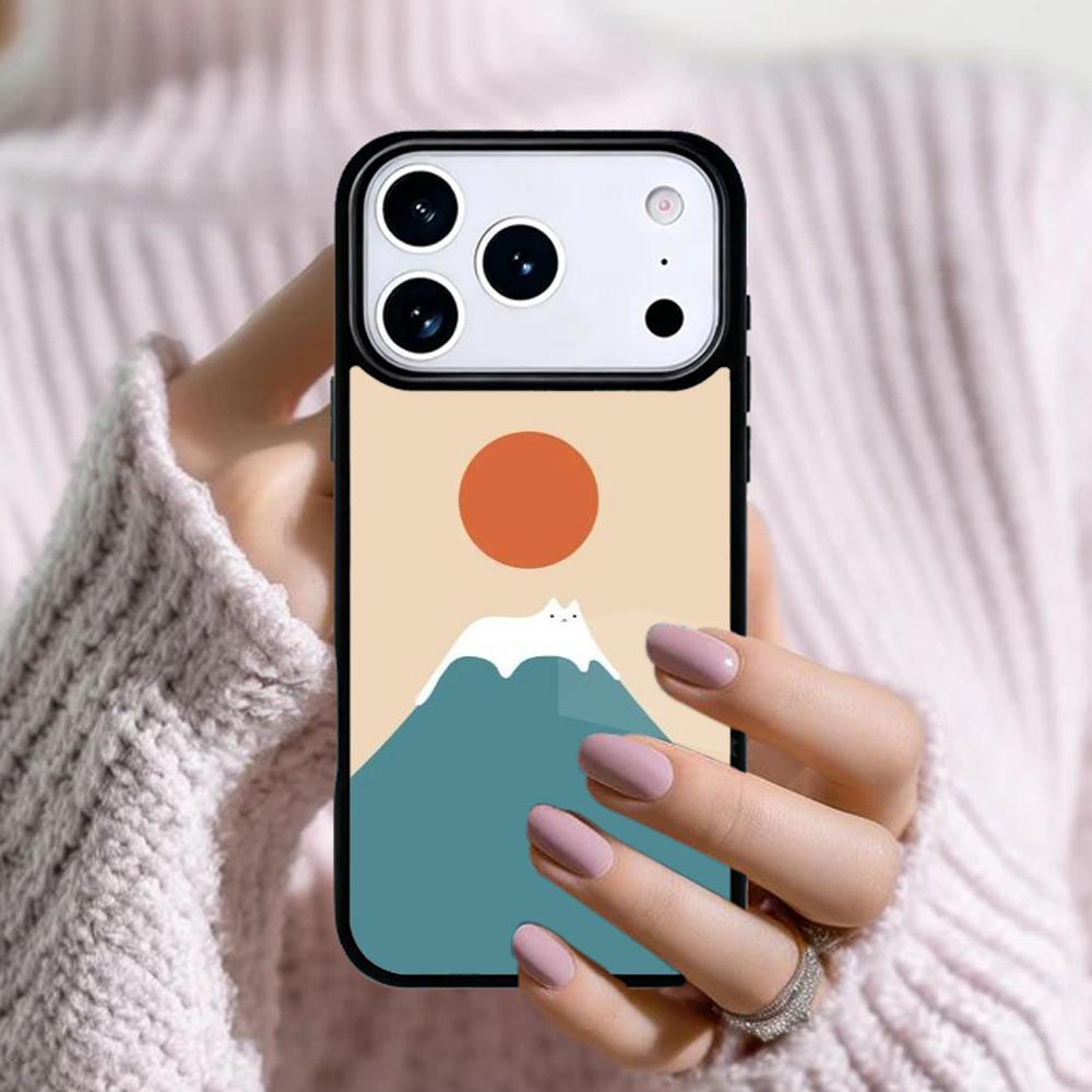 Abstract Cat Mount Fuji Japan Landscape Phone Case For Apple iPhone 17 Air 16E 15 14 Plus 13 12 11 Pro Max Mini Funda Cover