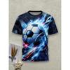 Herren Fußball Print T-Shirt Sportliches Kurzarm Rundhals T-Shirt für Sommer Outdoor Fitness Training Herrenbekleidung