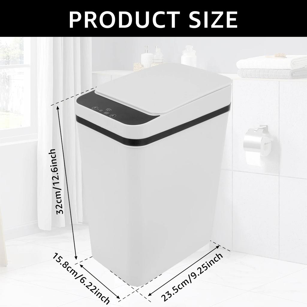 12L Automatic Sensor Trash Can Touchless Infrared Motion Sensor Smart Trash Can for Kitchen Bathroom Waterproof Wastebasket