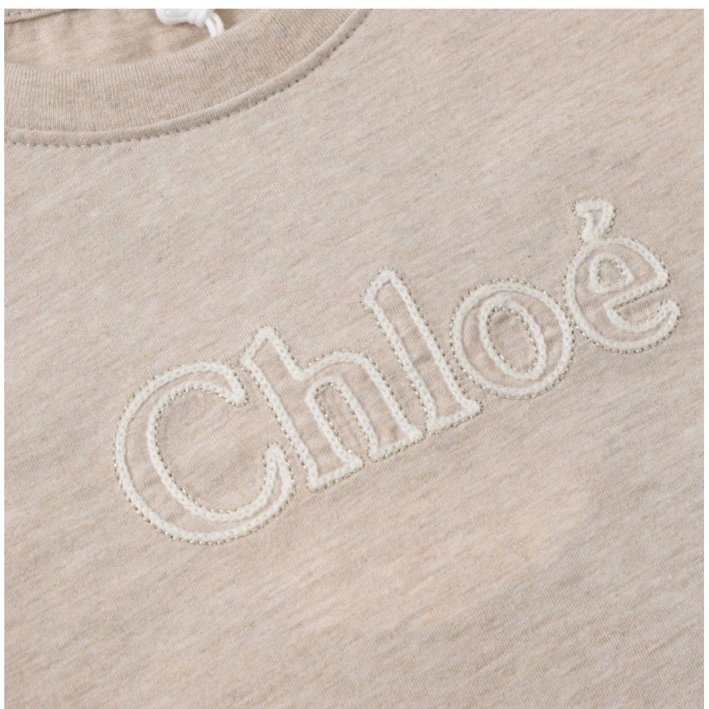 Chloe C20112 C03 Logo Embroidery Kids Short Sleeve Tee