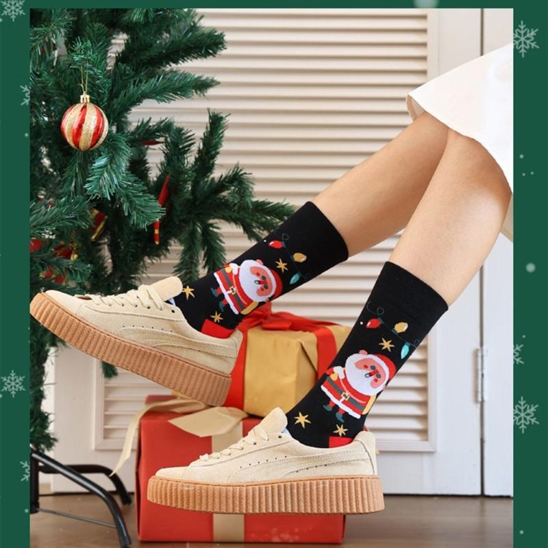 Christmas Crew Socks Funny Novelty Ankle Socks Cartoon Christmas Socks Casual Booties Socks Calf Socks for Women Men