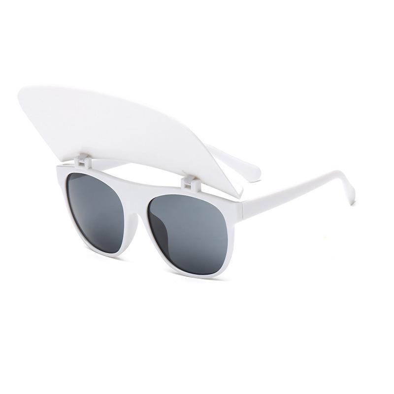Unique Luxury Brand Hat Flip Sunglasses For Women New One Piece Square White Black Sun Glasses Men Hip Hop Sunshade Eyewear