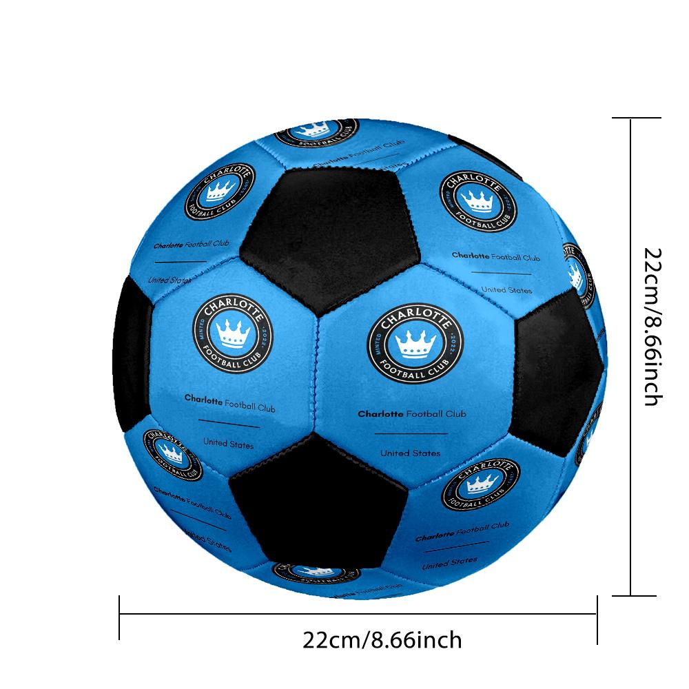 Charlotte FC Indoor Soccer Ball Colorful All Ages Size 5 Machine Stitched PVC Competition Ready Durable High-Bounce