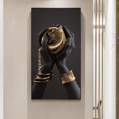Black Hand With Golden Jewelry Canvas Paintings  Posters And Prints African Art Modern Pictures Home Wall Decoration Background Wall Decoration
