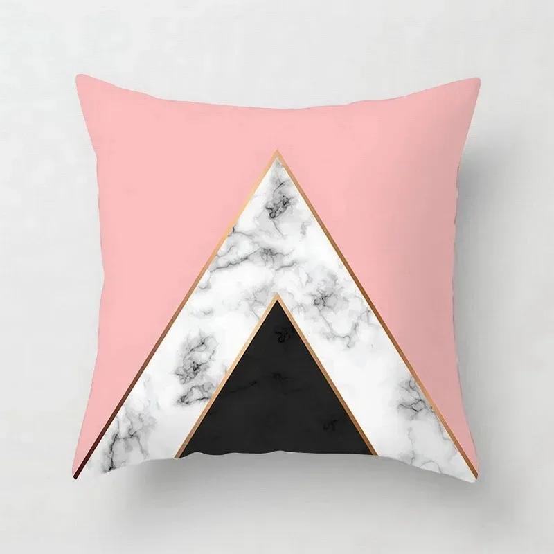 Pink Geometric Abstract Decorative Pillows Case Marble Pattern Flower Designer White and Black Grey Cheap Cushion Cover 45*45 Cm