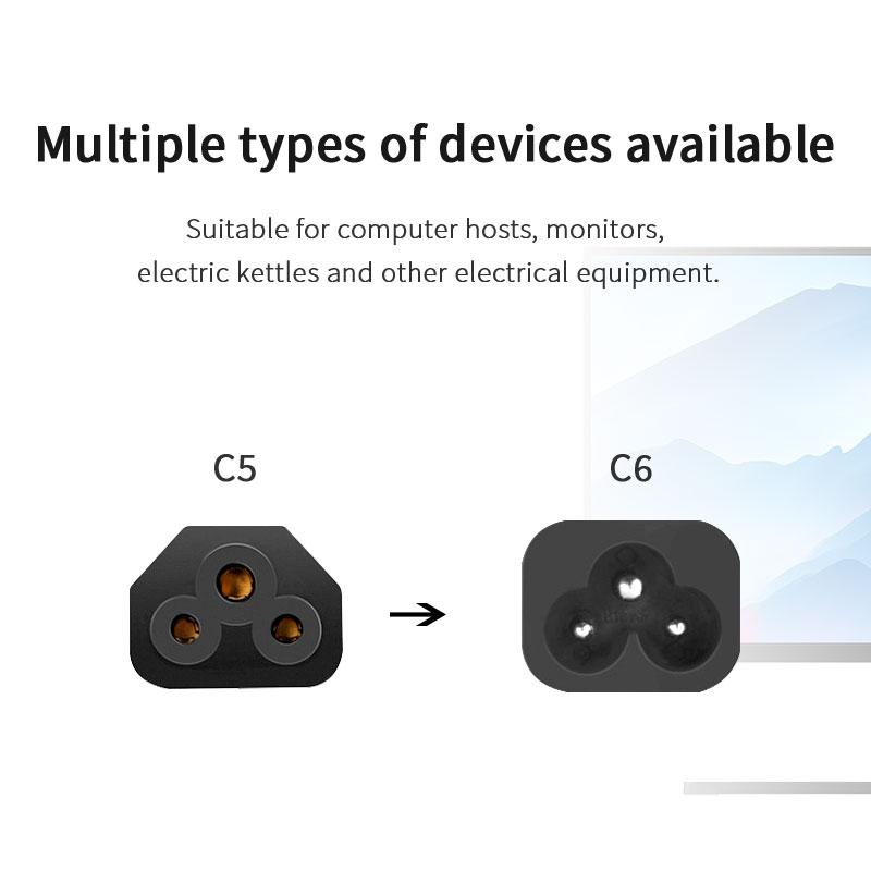 Copper Clad Aluminum 1m/1.5m/1.8m/3m/3ft/4ft/5ft/7ft/10ft Customization Uk 3pin C5 Power Cable Cords for Laptop