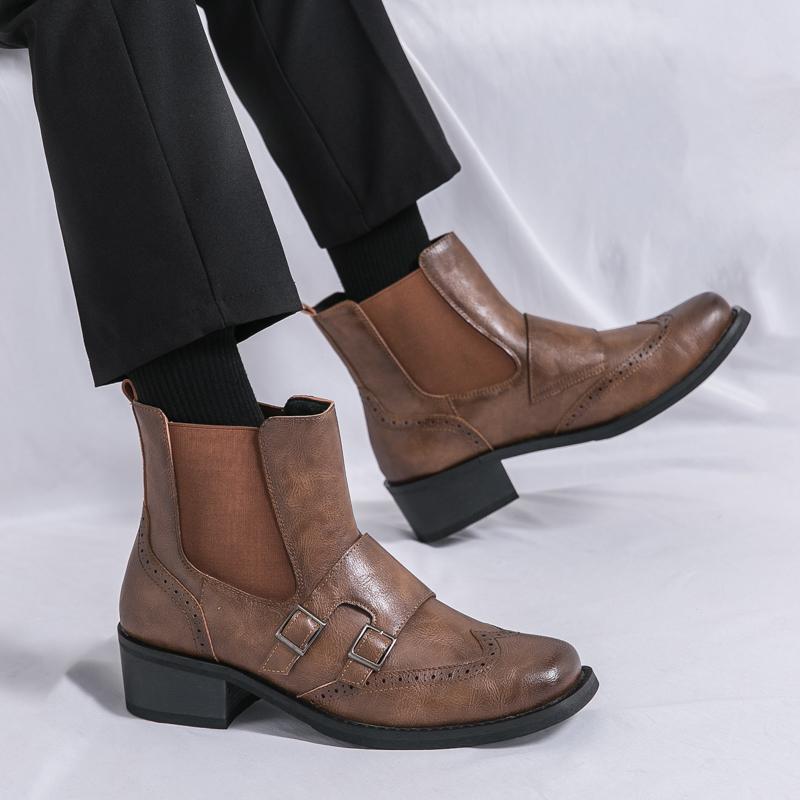 Classic Retro Style Men Leather Boots Anti-slip Wearable High-quality Soles Business Boots Men Outdoor Comfortable Driving Boots