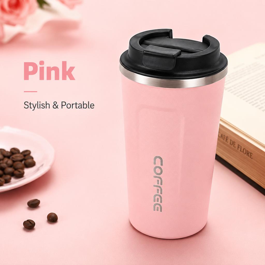 Tasse à café thermique isolée en acier inoxydable, gobelet de voyage, bouteille d'eau avec couvercle, tasse portable pour bureau et voiture, 380 ml 510 ml