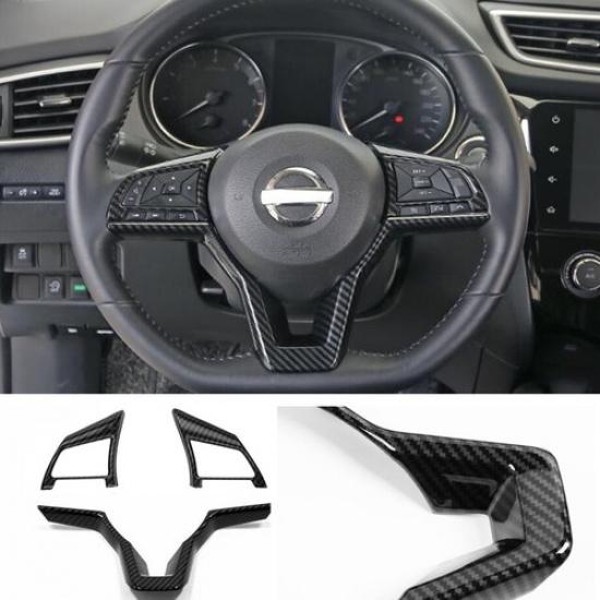 Carbon Fiber ABS Inner Steering Wheel Cover Trim For NISSAN ROGUE 2017 - 2020