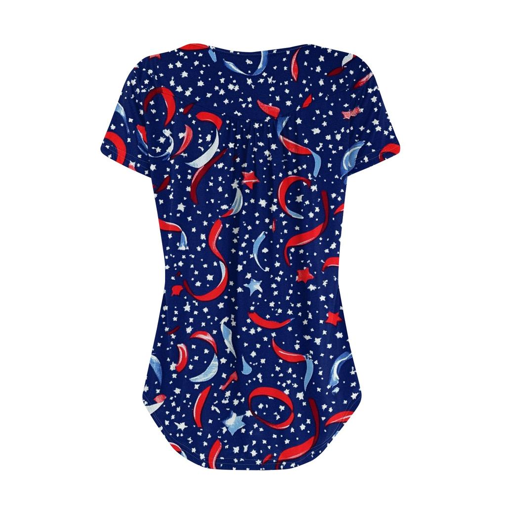 Women's Casual T-Shirt Printed Round Neck Pullover Short Sleeve Top