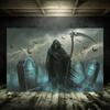 Grim Reaper Horror Halloween Party Decoration Background Spooky Graveyard Cemetery Backdrop Cosplay Photo Booth Studio Banner