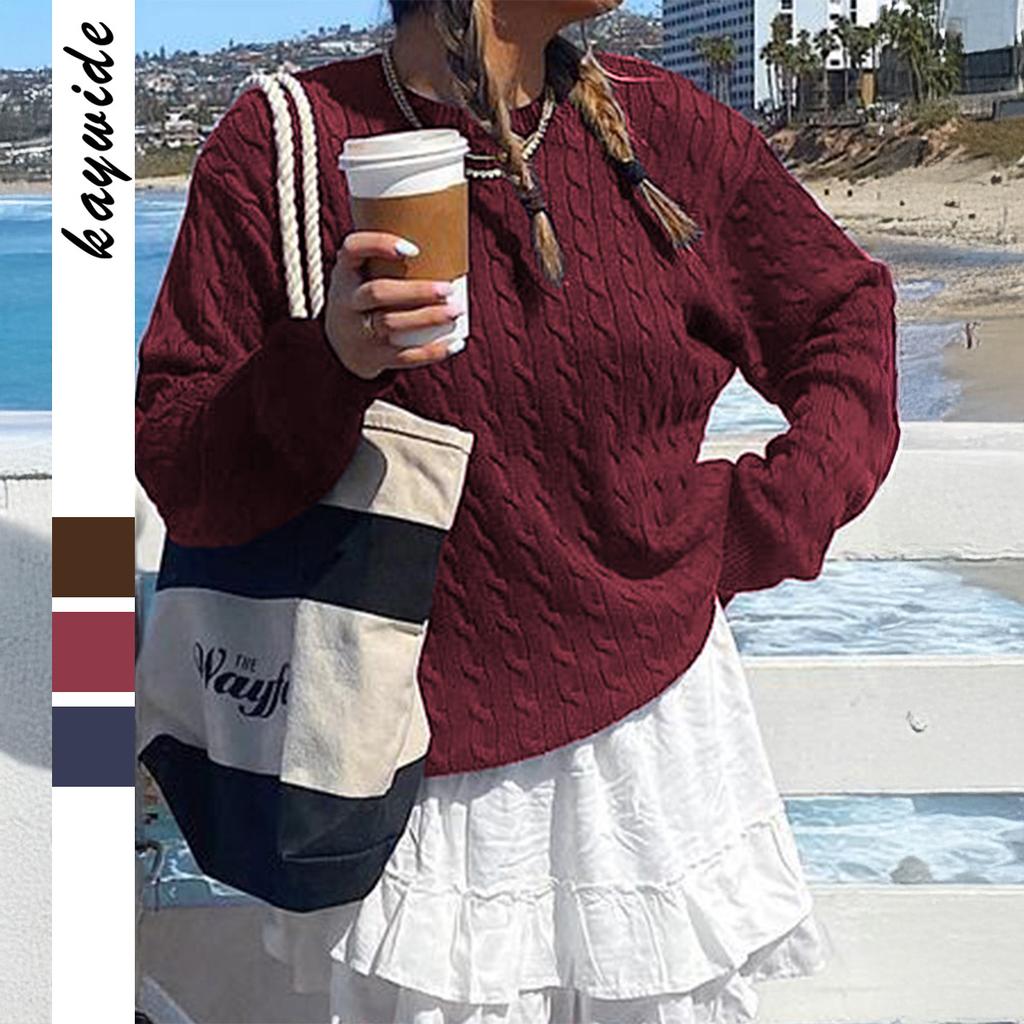 Lässige vielseitige Woll-Langarmtops und Pullover für Damen Herbst und Winter 2025