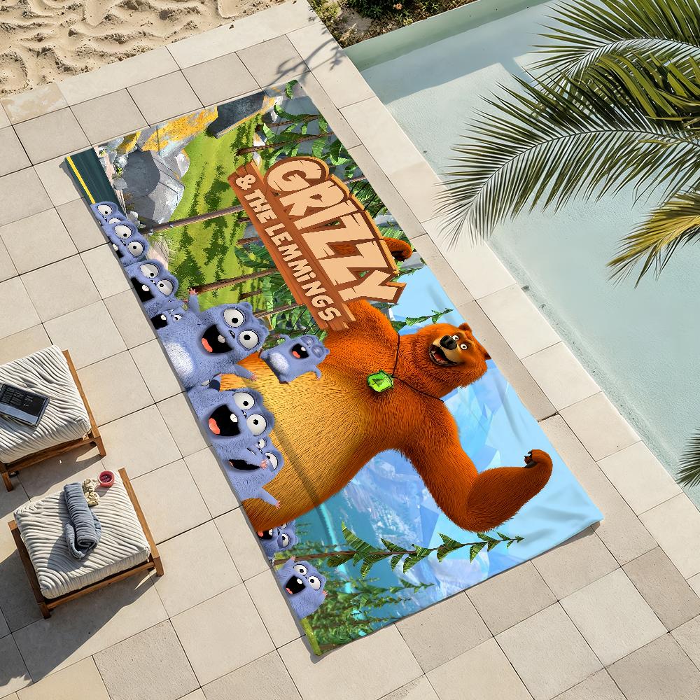 Cartoon G-Grizzy and the L-Lemmings Towel Shower Sauna Travel Spa Quick Dry Gym Accessories Soft Large Beach Towels