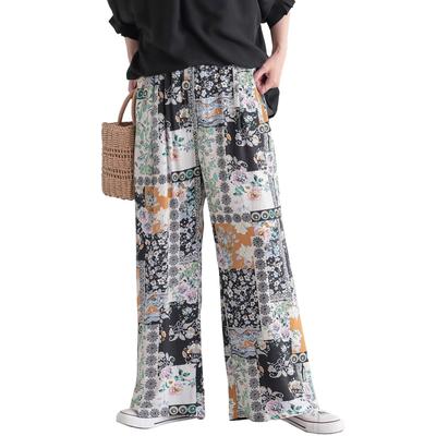 Oshare Walker Resort Print Weit Bequem Elastisch Figurschmeichelnd Locker Große Größen Lang Gemustert Botanisch Resort 12bn0ur n'OrLABEL Hose, Damen