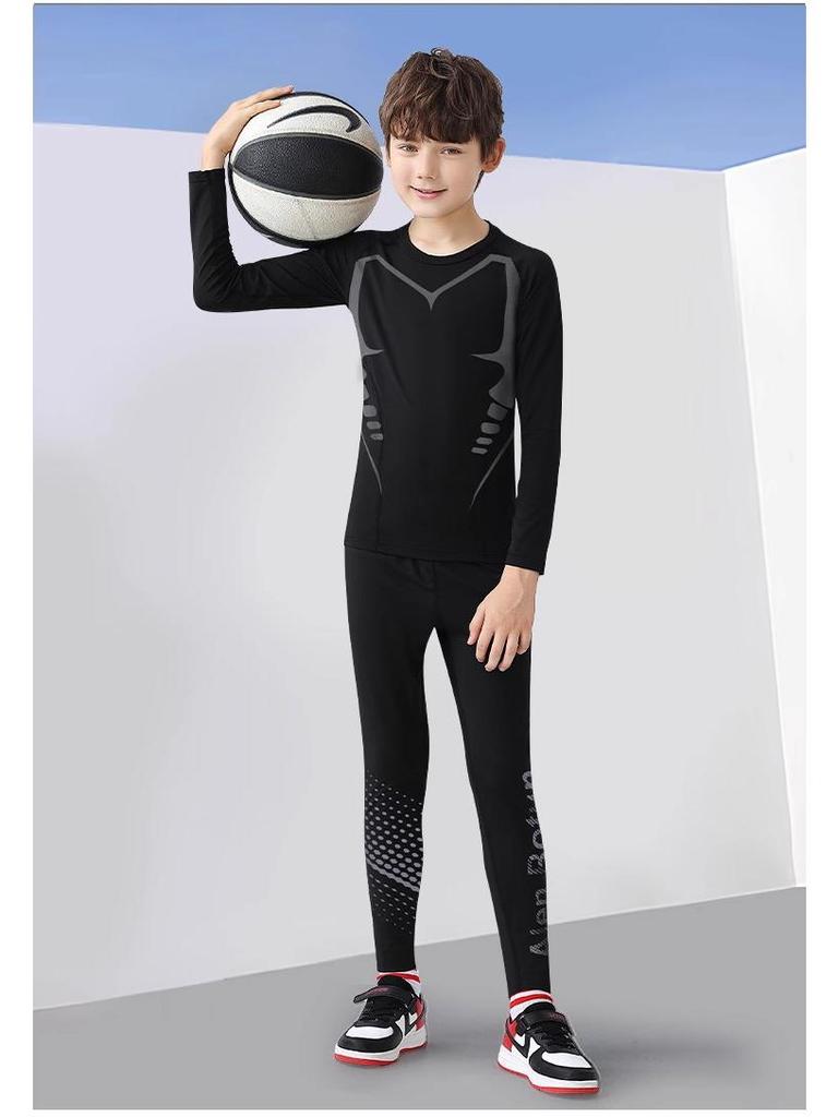 Kids' Quick-Dry Compression Sports Set: Basketball, Running, Football, & Badminton Training Uniform
