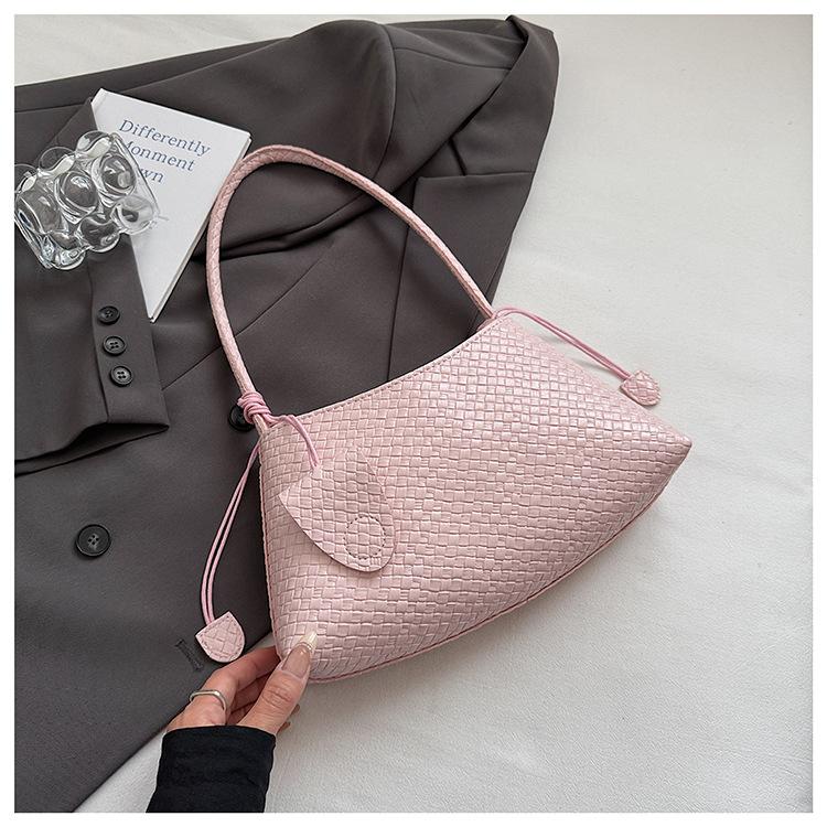 French Niche Woven Pattern Underarm Bag Women's 2025 Summer Temperament Elegant Trend Commuting Shoulder Handbag