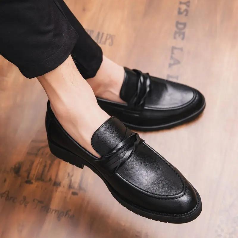 Fashion Fashion 2024 Slip-on Pointed Toe Male Casual Shoe Pu Classic Original Legitimate New In Social Comfortable Men's Leather Shoes