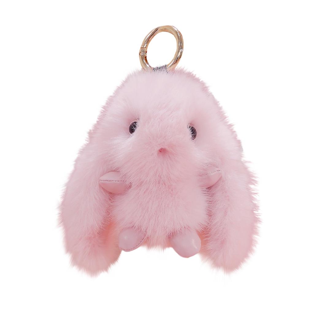 -shaped Plush Keychain With Dangling Ears, Made Of European Mink