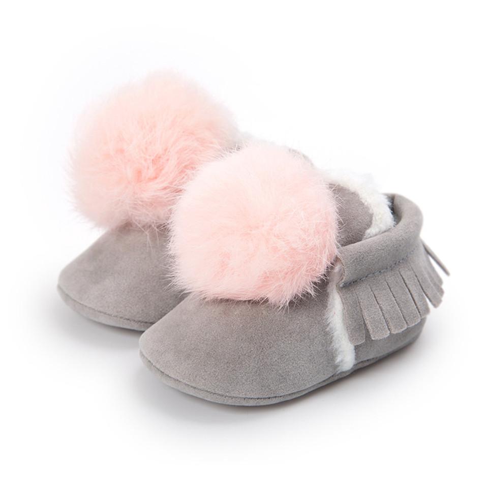 Winter Hairy Ball Baby Shoes Cute Baby Girls Shoes Super Warm Tassel Style Baby Girl Shoes Baby Boys Cotton Shoes