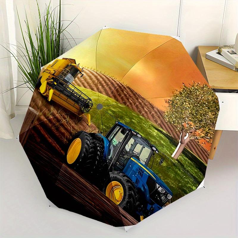 1pz Mietitrebbia Trattore a Tema Ombrello di Alta Qualità, Ombrello ad Apertura e Chiusura Automatica, Ombrello Multifunzionale G0811306