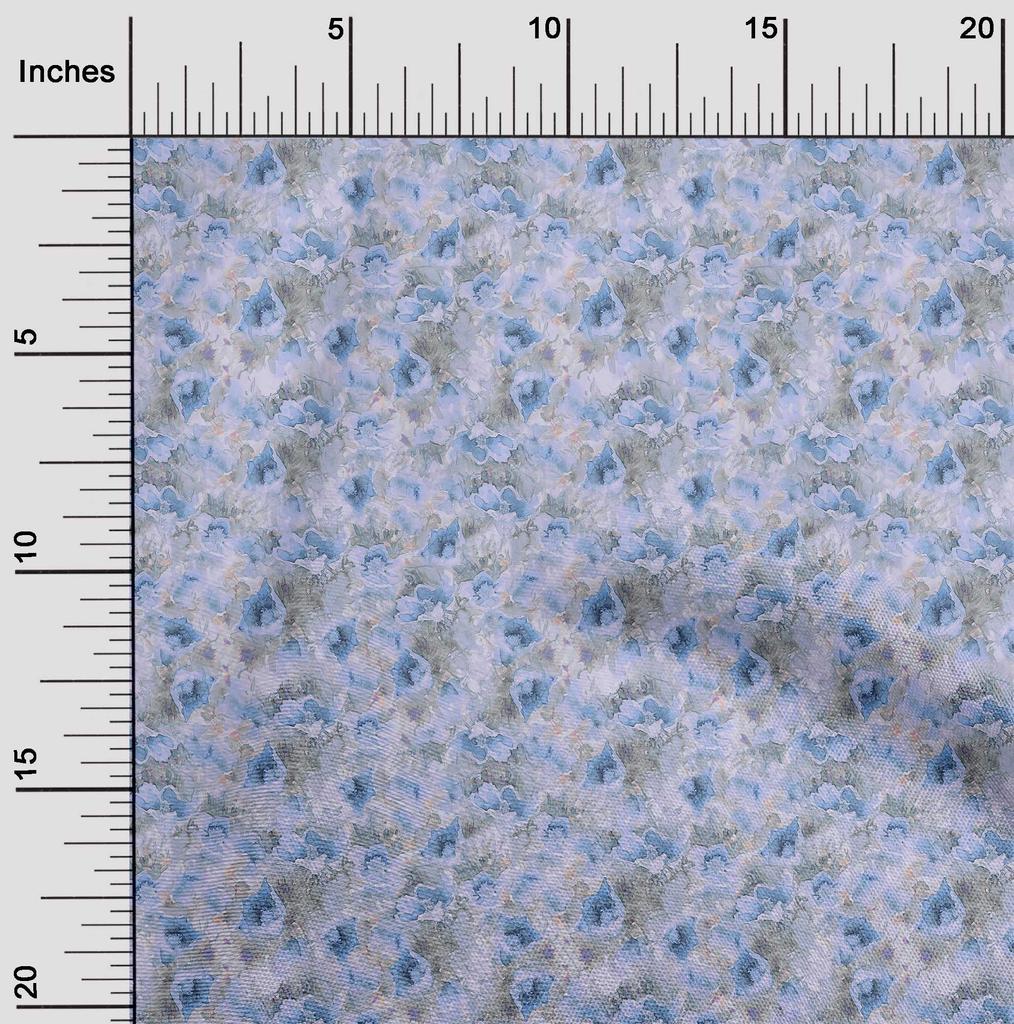 oneOone Cotton Poplin Light Blue Fabric Abstract Floral Sewing Fabric By The Yard Printed Diy Clothing Sewing Supplies 42 Inch