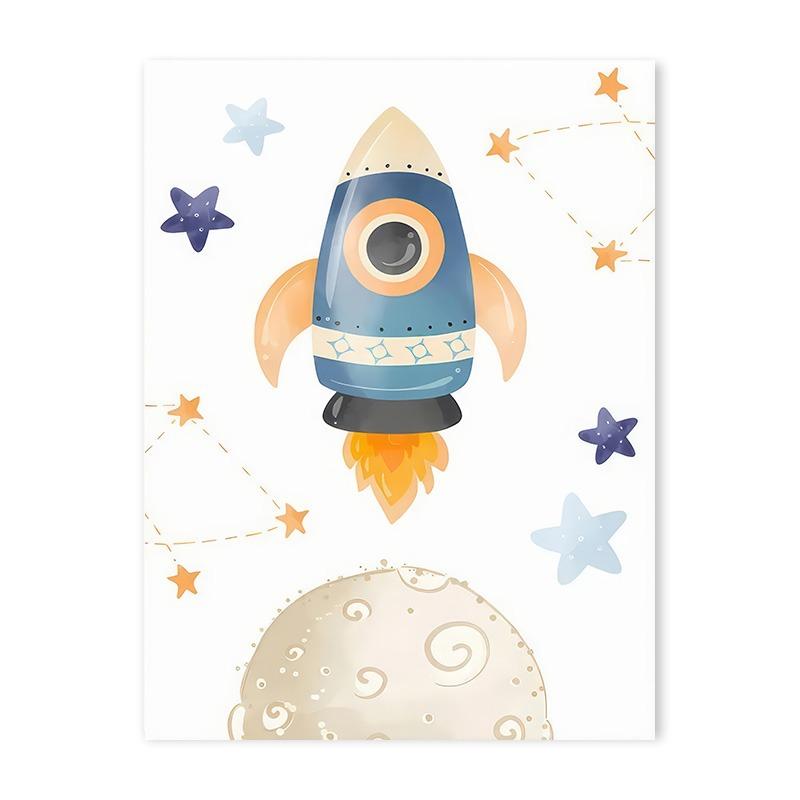 Rocket Astronaut Planet Outer Space Baby Name Custom Wall Art Canvas Painting Nordic Cartoon Prints Posters for Kids Room Decor