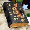 Grimoire Vintage leather journal, Bunny Easter Rabbit Fat Journal, Blank spell book of shadows Celestial Christmas Gifts