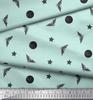 Soimoi Purple Japan Crepe Satin Fabric Moon,Star & Bats Halloween Print Fabric by the Metre 42 Inch